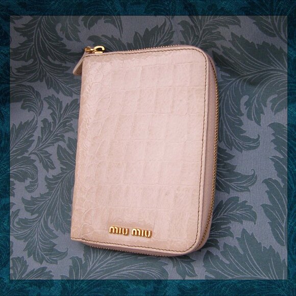 🧄 Beige MIU MIU croc leather Agenda - Picture 1 of 12